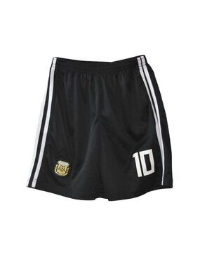 Argentina AFA Messi 10 Soccer Shorts Youth Size 26 Black White